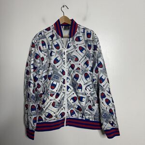 Champion Windbreaker Spell Out Jacket Mens White XL Vintage Logo 90s‎